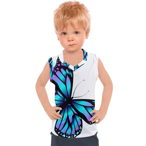 Blue And Pink Butterfly Illustration, Monarch Butterfly Cartoon Blue, Cartoon Blue Butterfly Free Pn Kids  Sport Tank Top by asedoi