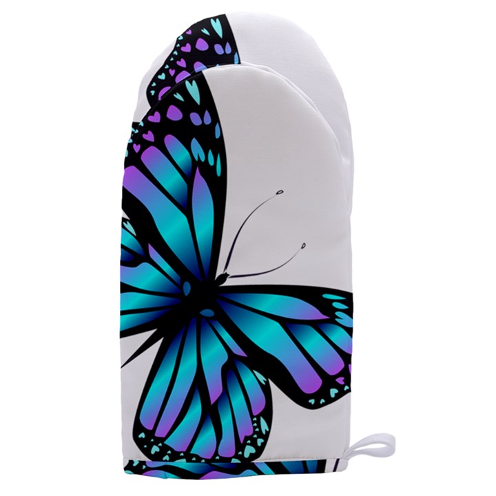 Blue And Pink Butterfly Illustration, Monarch Butterfly Cartoon Blue, Cartoon Blue Butterfly Free Pn Microwave Oven Glove