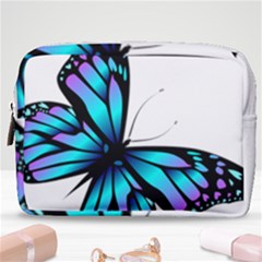 Blue And Pink Butterfly Illustration, Monarch Butterfly Cartoon Blue, Cartoon Blue Butterfly Free Pn Make Up Pouch (medium) by asedoi