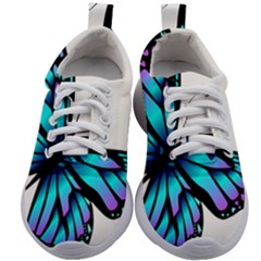 Blue And Pink Butterfly Illustration, Monarch Butterfly Cartoon Blue, Cartoon Blue Butterfly Free Pn Kids Athletic Shoes by asedoi