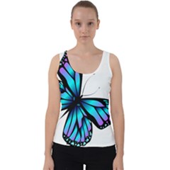 Blue And Pink Butterfly Illustration, Monarch Butterfly Cartoon Blue, Cartoon Blue Butterfly Free Pn Velvet Tank Top