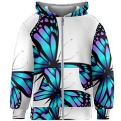 Blue And Pink Butterfly Illustration, Monarch Butterfly Cartoon Blue, Cartoon Blue Butterfly Free Pn Kids  Zipper Hoodie Without Drawstring