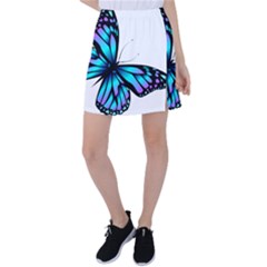 Blue And Pink Butterfly Illustration, Monarch Butterfly Cartoon Blue, Cartoon Blue Butterfly Free Pn Tennis Skirt by asedoi