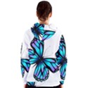 Blue And Pink Butterfly Illustration, Monarch Butterfly Cartoon Blue, Cartoon Blue Butterfly Free Pn Women s Zipper Hoodie View2