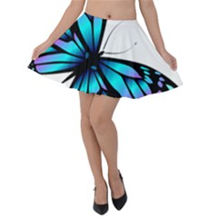 Blue And Pink Butterfly Illustration, Monarch Butterfly Cartoon Blue, Cartoon Blue Butterfly Free Pn Velvet Skater Skirt