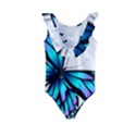 Blue And Pink Butterfly Illustration, Monarch Butterfly Cartoon Blue, Cartoon Blue Butterfly Free Pn Kids  Frill Swimsuit View2