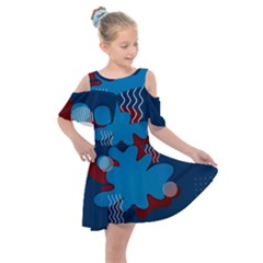 Background Abstract Design Blue Kids  Shoulder Cutout Chiffon Dress by Ravend