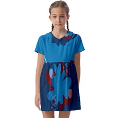 Background Abstract Design Blue Kids  Asymmetric Collar Dress by Ravend