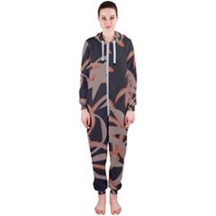 Leaf Leaves Pattern Print Hooded Jumpsuit (ladies) by Ravend