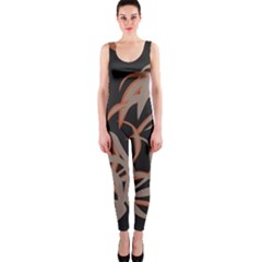 Leaf Leaves Pattern Print One Piece Catsuit by Ravend