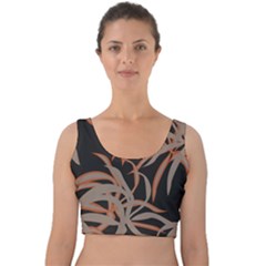 Leaf Leaves Pattern Print Velvet Crop Top by Ravend