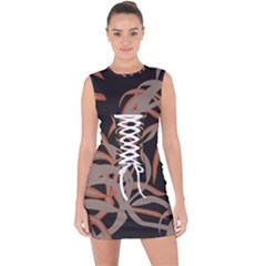 Leaf Leaves Pattern Print Lace Up Front Bodycon Dress by Ravend