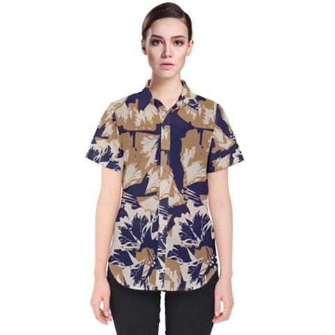 Abstract Flowers Background Pattern Women s Short Sleeve Shirt by Ravend