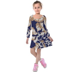 Abstract Flowers Background Pattern Kids  Long Sleeve Velvet Dress by Ravend