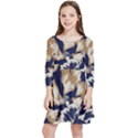 Abstract Flowers Background Pattern Kids  Quarter Sleeve Skater Dress View1