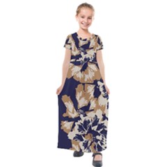 Abstract Flowers Background Pattern Kids  Short Sleeve Maxi Dress by Ravend