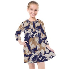 Abstract Flowers Background Pattern Kids  Quarter Sleeve Shirt Dress by Ravend