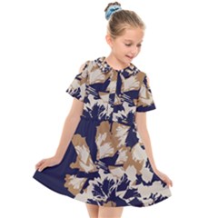 Abstract Flowers Background Pattern Kids  Short Sleeve Shirt Dress by Ravend