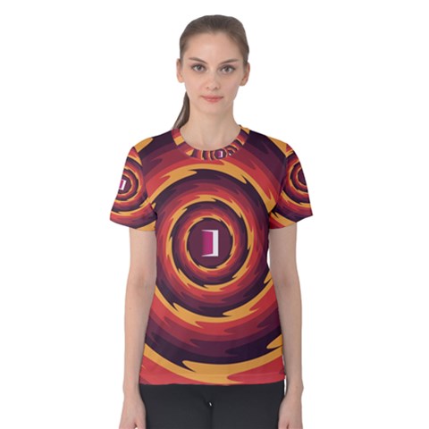 Illustration Door Abstract Concentric Pattern Women s Cotton Tee by Ravend