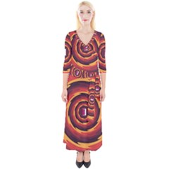 Illustration Door Abstract Concentric Pattern Quarter Sleeve Wrap Maxi Dress by Ravend