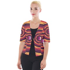 Illustration Door Abstract Concentric Pattern Cropped Button Cardigan by Ravend