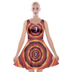 Illustration Door Abstract Concentric Pattern Velvet Skater Dress by Ravend