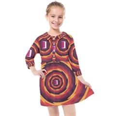 Illustration Door Abstract Concentric Pattern Kids  Quarter Sleeve Shirt Dress by Ravend