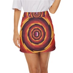 Illustration Door Abstract Concentric Pattern Mini Front Wrap Skirt by Ravend