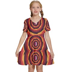 Illustration Door Abstract Concentric Pattern Kids  Short Sleeve Tiered Mini Dress by Ravend