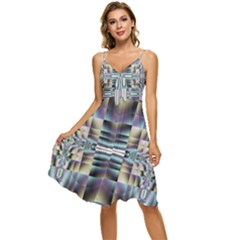 Modern Art Abstract Pattern Sleeveless Tie Front Chiffon Dress by Ravend