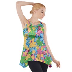 Flower Spring Background Blossom Side Drop Tank Tunic by Ravend