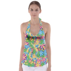 Flower Spring Background Blossom Babydoll Tankini Top by Ravend