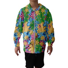 Flower Spring Background Blossom Kids  Hooded Windbreaker by Ravend