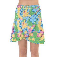 Flower Spring Background Blossom Wrap Front Skirt by Ravend