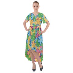 Flower Spring Background Blossom Front Wrap High Low Dress by Ravend