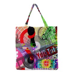 Social Media Interaction Woman Grocery Tote Bag by Ravend