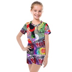 Social Media Interaction Woman Kids  Mesh Tee And Shorts Set