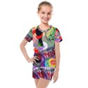 Social Media Interaction Woman Kids  Mesh Tee and Shorts Set View1