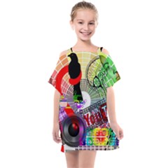 Social Media Interaction Woman Kids  One Piece Chiffon Dress by Ravend