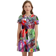 Social Media Interaction Woman Kids  Bow Tie Puff Sleeve Dress by Ravend