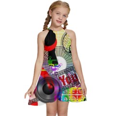 Social Media Interaction Woman Kids  Halter Collar Waist Tie Chiffon Dress by Ravend