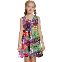 Social Media Interaction Woman Kids  Sleeveless Tiered Mini Dress by Ravend