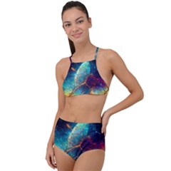 Abstract Galactic High Waist Tankini Set by Ravend