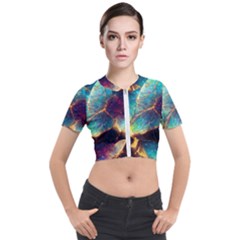 Abstract Galactic Short Sleeve Cropped Jacket