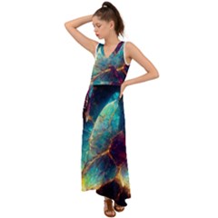 Abstract Galactic V-neck Chiffon Maxi Dress by Ravend