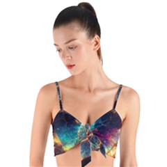 Abstract Galactic Woven Tie Front Bralet by Ravend