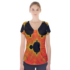 Fractal Mandelbrot Set Pattern Art Short Sleeve Front Detail Top by Ravend