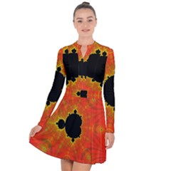 Fractal Mandelbrot Set Pattern Art Long Sleeve Panel Dress by Ravend