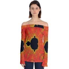 Fractal Mandelbrot Set Pattern Art Off Shoulder Long Sleeve Top by Ravend