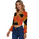 Fractal Mandelbrot Set Pattern Art Long Sleeve V-Neck Top View2